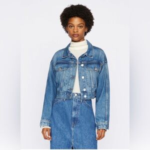 Frame Cropped Oversized Denim Jacket